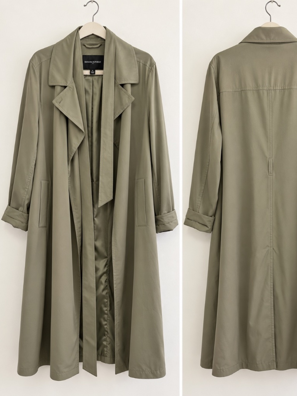 Banana Republic Olive Green Lightweight Duster Trench Coat